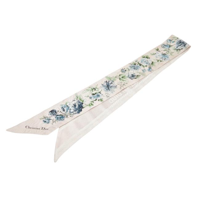 クリスチャンディオール ミッツァ フラワー 花柄 スカーフ ライトピンク マルチカラー シルク レディース Christian Dior 【中古】