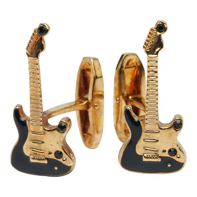 ドルチェアンドガッバーナ ギター モチーフ カフス ゴールド ブルー メッキ メンズ DOLCE&GABBANA 【中古】 ドルチェアンドガッバーナ ギターモチーフ カフス カフリンクス