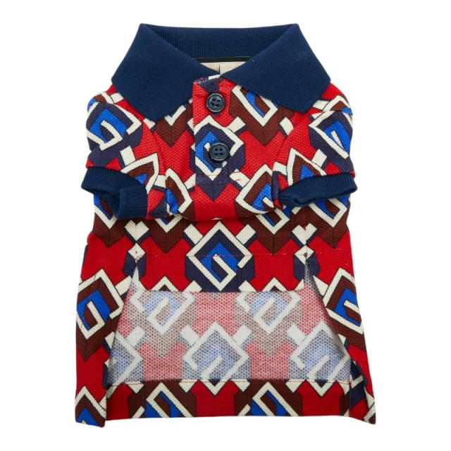 グッチ ドッグウェア ペット服 サイズ：XXS 695744 レッド マルチカラー コットン レディース GUCCI 【中古】