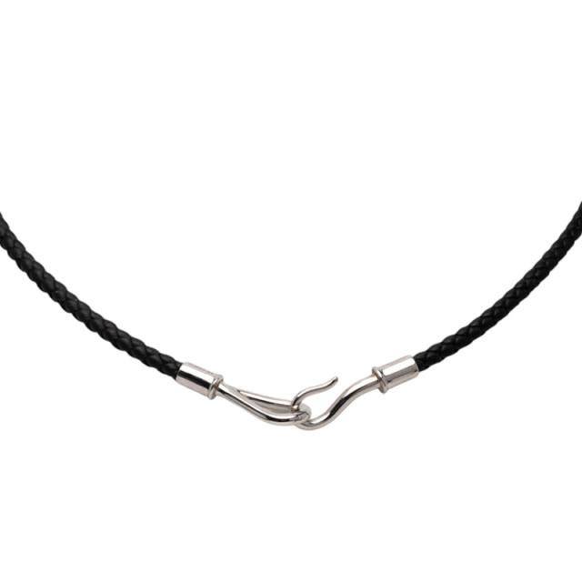 エルメス ジャンボ チョーカー ブレスレット ブラック シルバー金具 レザー メタル レディース HERMES 【中古】