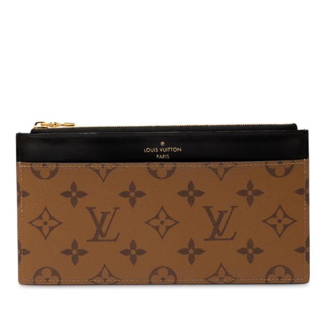 ルイ ヴィトン モノグラム リバース  スリム パース 長財布 M80390 マカロン PVC レザー レディース LOUIS VUITTON 【中古】