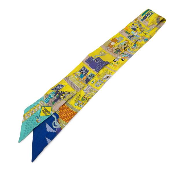 エルメス ツイリー La Maison des Carres メゾン デ カレ スカーフ イエロー マルチカラー シルク レディース HERMES 【中古】