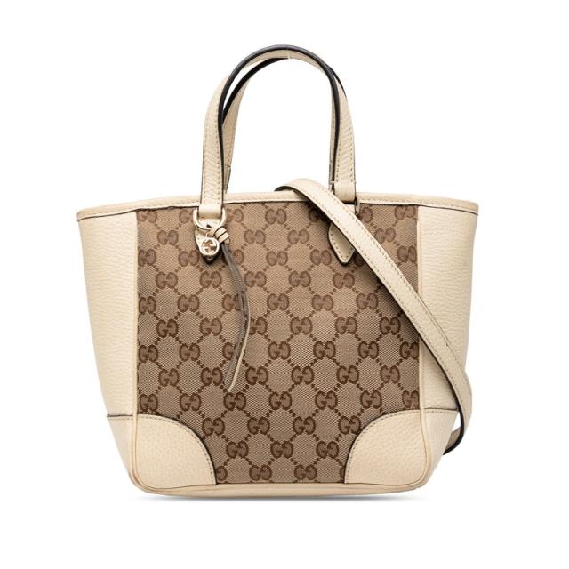 グッチ GGキャンバス ハンドバッグ ショルダーバッグ 2WAY 449241 ベージュ アイボリー キャンバス レザー レディース GUCCI 【中古】