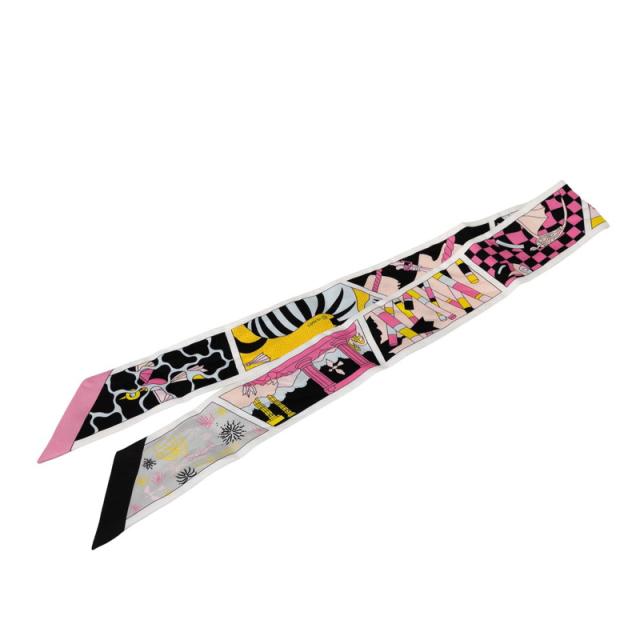 エルメス ツイリー Factory Suite ファクトリースーツ スカーフ ホワイト ピンク マルチカラー シルク レディース HERMES 【中古】