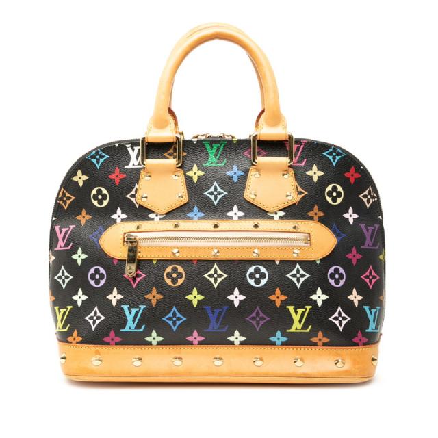 ルイ ヴィトン モノグラム マルチカラー アルマ ハンドバッグ M92646 ノワール ブラック PVC レザー レディース LOUIS VUITTON 【中古】