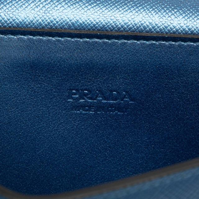 プラダ ロゴ チェーン ウォレット  ショルダーバッグ 1DH048 ブルー サフィアーノレザー レディース PRADA 【中古】 プラダ ロゴ チェーン ウォレット ショルダーバッグ 1DH048 ブルー