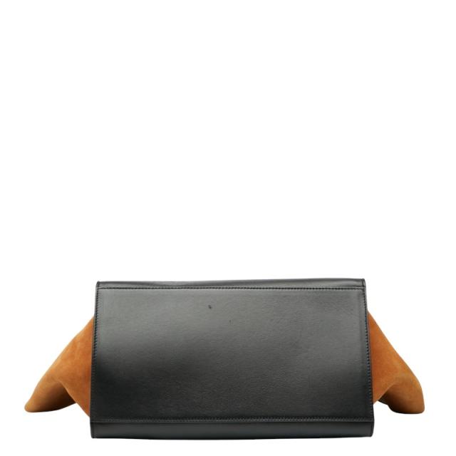 セリーヌ トラペーズ ミディアム ハンドバッグ ショルダーバッグ 2WAY ブラック オレンジ ブラウン レザー パイソン CELINE 【中古】