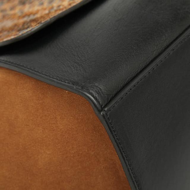 セリーヌ トラペーズ ミディアム ハンドバッグ ショルダーバッグ 2WAY ブラック オレンジ ブラウン レザー パイソン CELINE 【中古】