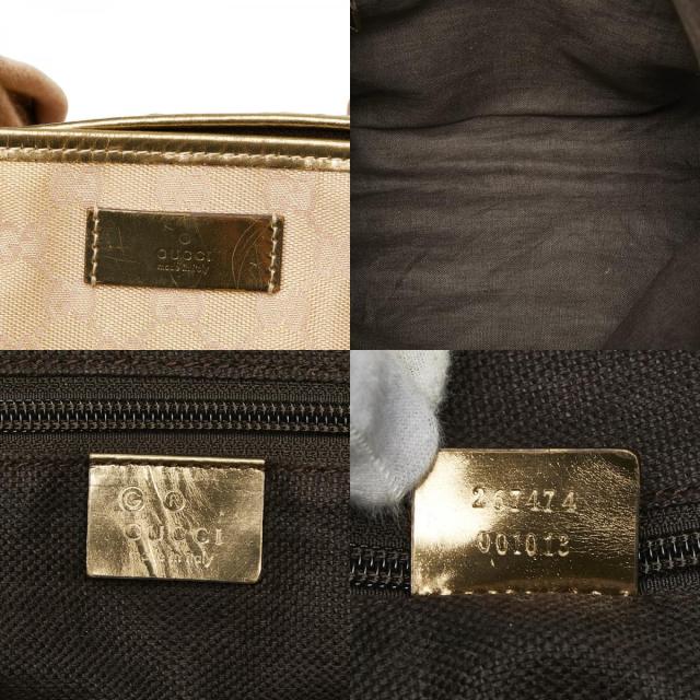 グッチ GGキャンバス ハンドバッグ トートバッグ 267474 ベージュ ゴールド キャンバス レザー レディース GUCCI 【中古】_9