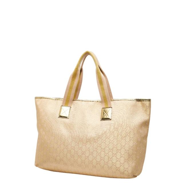 グッチ GGキャンバス ハンドバッグ トートバッグ 267474 ベージュ ゴールド キャンバス レザー レディース GUCCI 【中古】_1