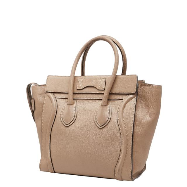 セリーヌ ラゲージ マイクロショッパー ハンドバッグ ベージュ レザー レディース CELINE 【中古】_1