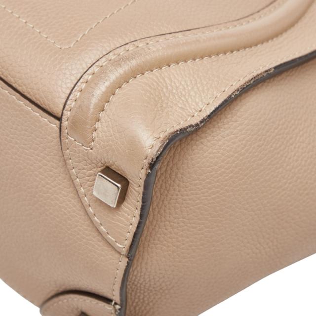 セリーヌ ラゲージ マイクロショッパー ハンドバッグ ベージュ レザー レディース CELINE 【中古】_3