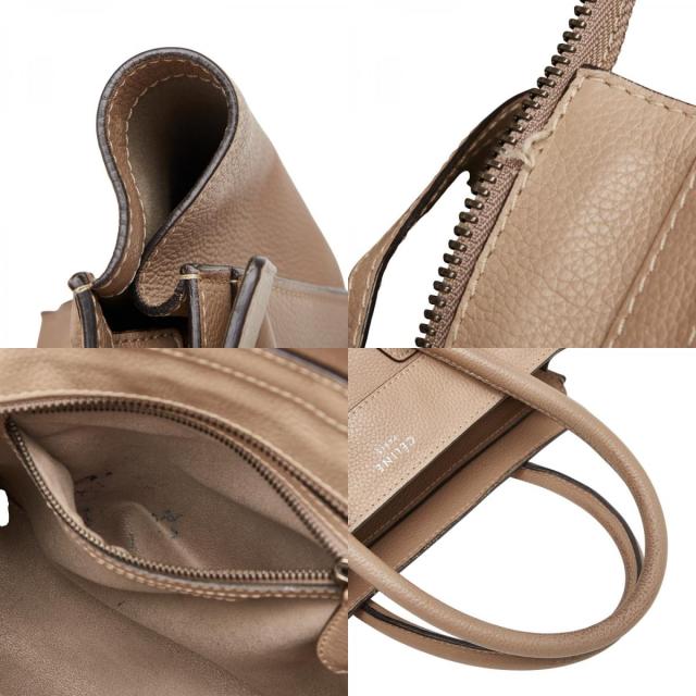 セリーヌ ラゲージ マイクロショッパー ハンドバッグ ベージュ レザー レディース CELINE 【中古】_8