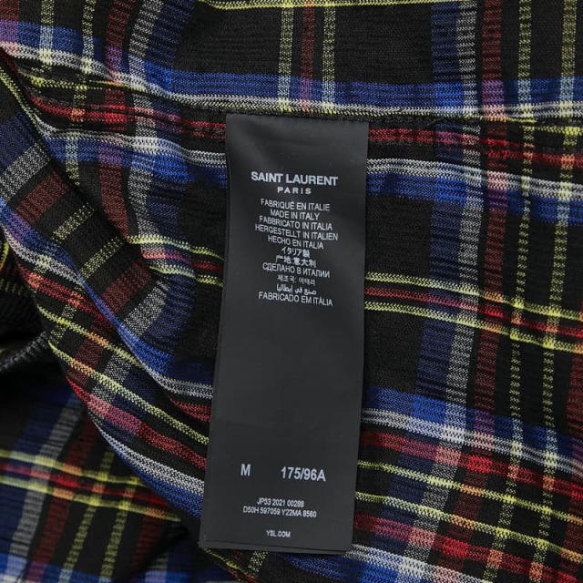 サンローラン 21AW チェック ウエスタンシャツ 長袖シャツ サイズM Y22MA ブラック マルチカラー コーデュロイ SAINT LAURENT 【中古】_4