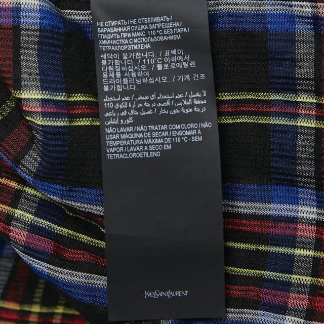 サンローラン 21AW チェック ウエスタンシャツ 長袖シャツ サイズM Y22MA ブラック マルチカラー コーデュロイ SAINT LAURENT 【中古】_6
