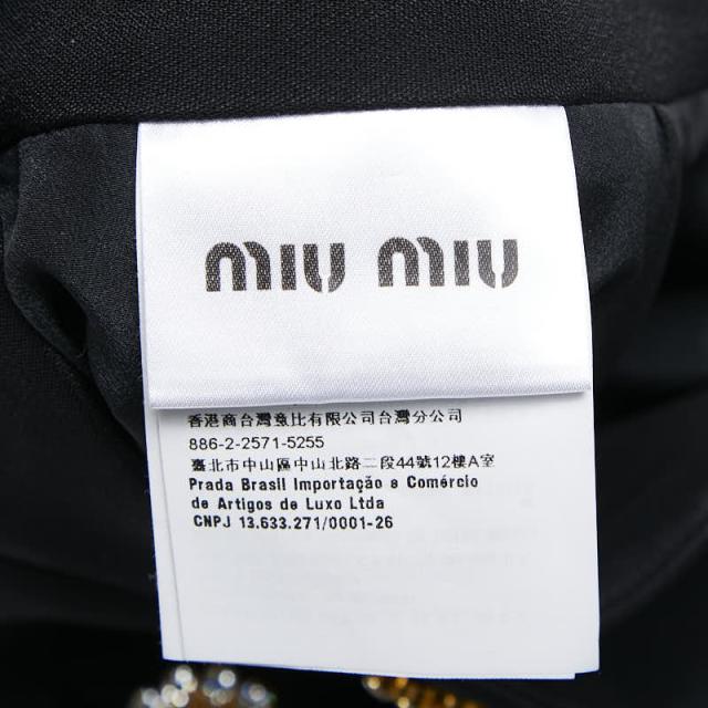 ミュウミュウ 台形スカート サイズ38 ブラック レーヨン ビジュー レディース MIUMIU 【中古】_3