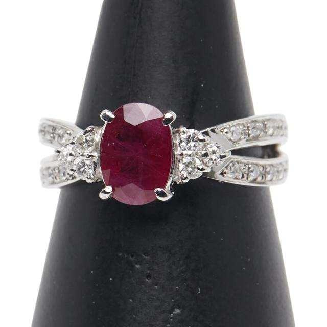 Pt900 プラチナ ルビー1.533ct ダイヤ0.30ct リング 指輪 レディース 12号 中古