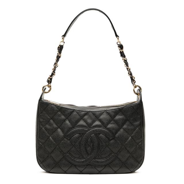 シャネル マトラッセ ココマーク チェーン ショルダーバッグ ハンドバッグ ブラック キャビアスキン レディース CHANEL 【中古】