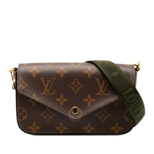 ルイ ヴィトン モノグラム ミュルティ ポシェット フェリシー ショルダーバッグ M80091 ブラウン グリーン PVC LOUIS VUITTON 【中古】