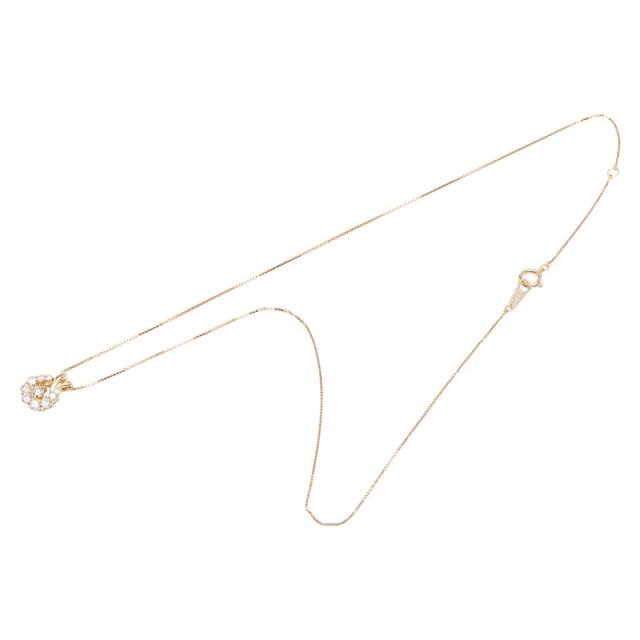 K18YG イエローゴールド ダイヤ0.51ct ラウンド サークル ベネチアンチェーン ネックレス レディース 中古_3