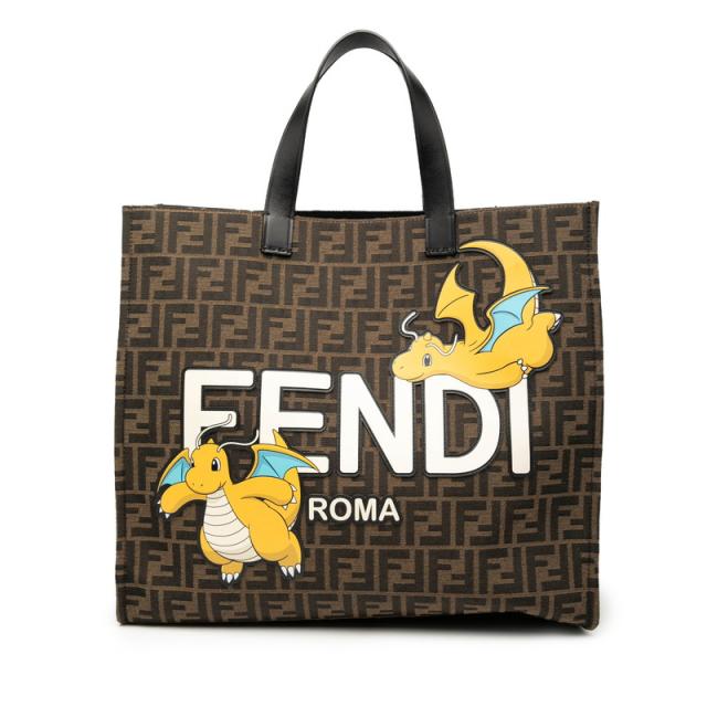 フェンディ フラグメント ポケモン ズッカ カイリュー トートバッグ ショルダーバッグ 2WAY 8BH357 ブラウン レディース FENDI 【中古】