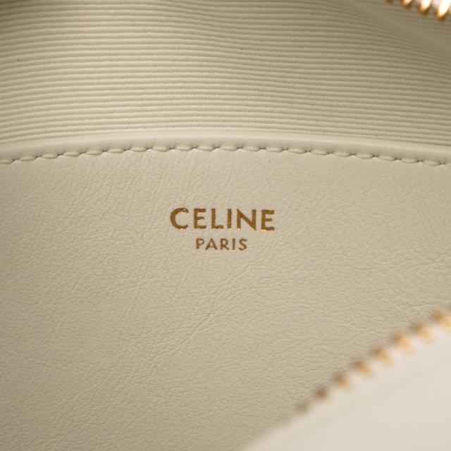 セリーヌ Cチャーム 斜め掛け ショルダーバッグ ホワイト レザー レディース CELINE 【中古】_4