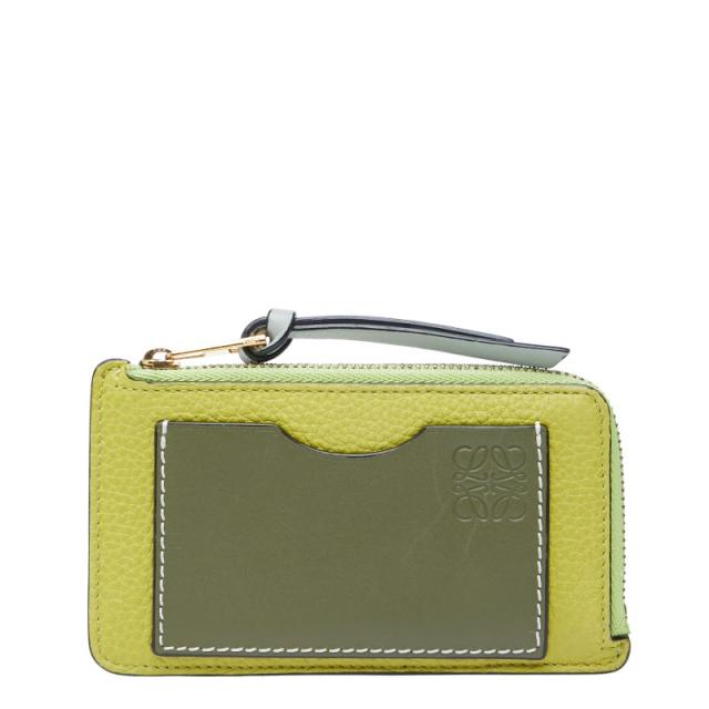 ロエベ アナグラム カードケース フラグメントケース カーキ グリーン系 レザー レディース LOEWE 【中古】