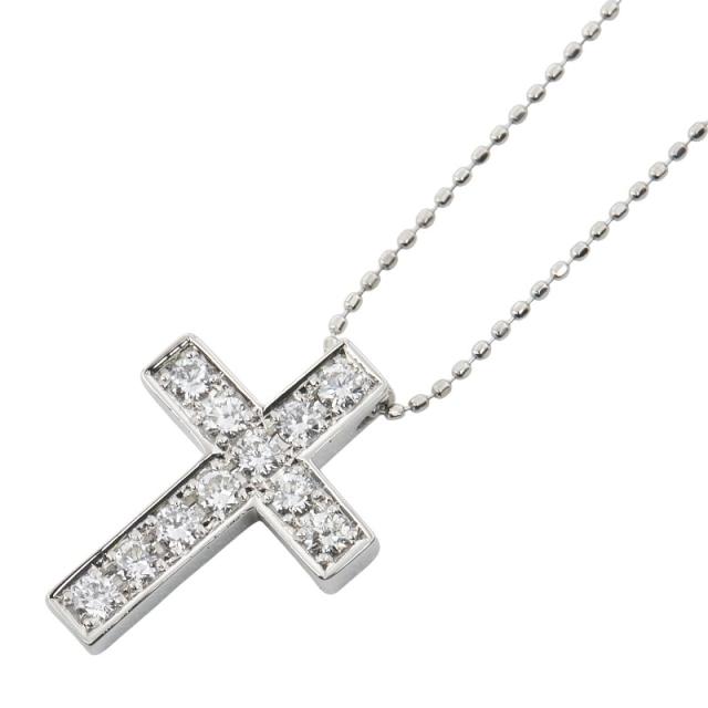 Pt900 プラチナ Pt850 プラチナ ダイヤ0.50ct クロス 十字架 モチーフ ネックレス レディース 中古 Pt900 プラチナ Pt850 プラチナ ダイヤ0.50ct クロス 十字架 モチーフ ネックレス レディース 中古