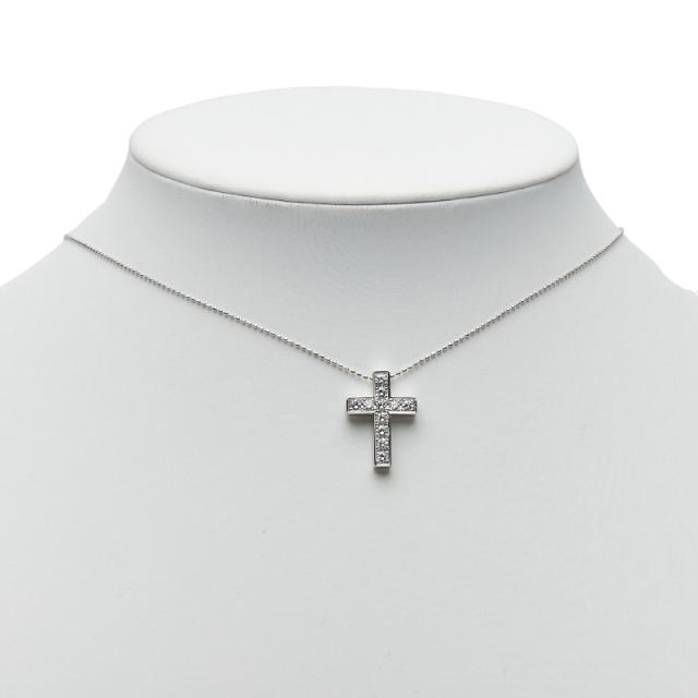 Pt900 プラチナ Pt850 プラチナ ダイヤ0.50ct クロス 十字架 モチーフ ネックレス レディース 中古 Pt900 プラチナ Pt850 プラチナ ダイヤ0.50ct クロス 十字架 モチーフ ネックレス レディース 中古