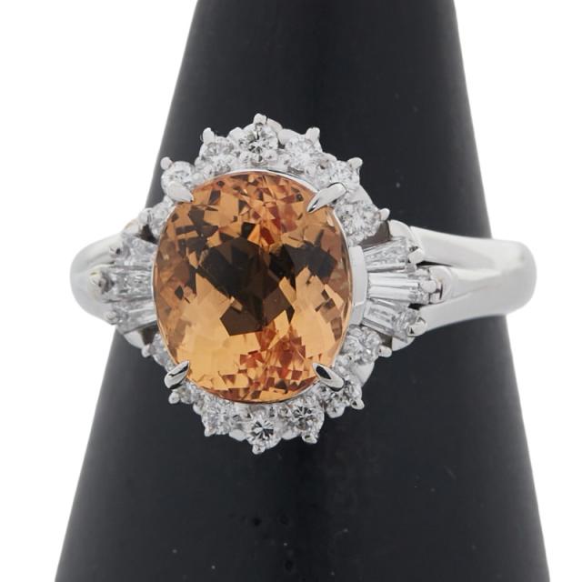 Pt900 プラチナ インペリアルトパーズ2.40ct ダイヤ0.41ct リング 指輪 レディース 11号 中古