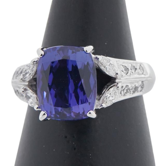 K18WG ホワイトゴールド タンザナイト5.00ct ダイヤ0.41ct リング 指輪 レディース 12.5号 中古