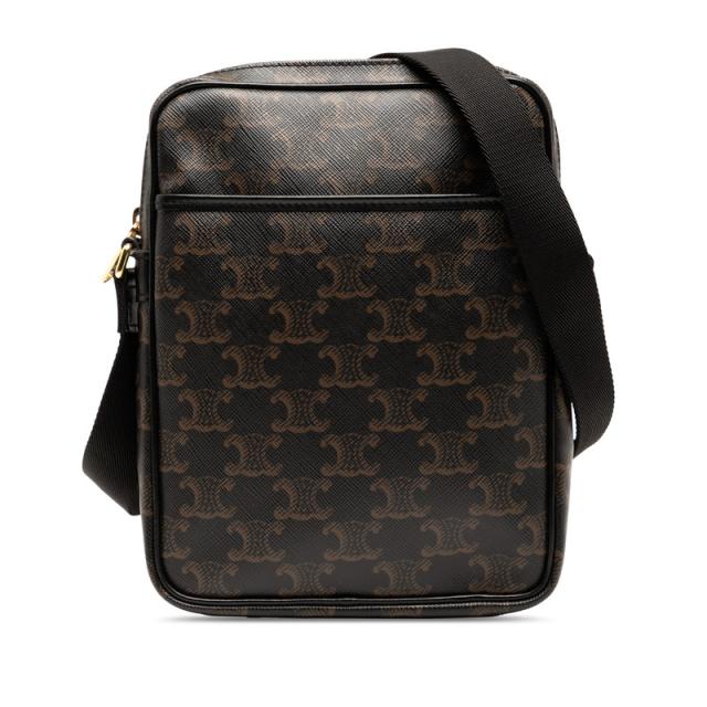 セリーヌ トリオンフ 斜め掛け ショルダーバッグ ブラウン ブラック PVC レザー レディース CELINE 【中古】