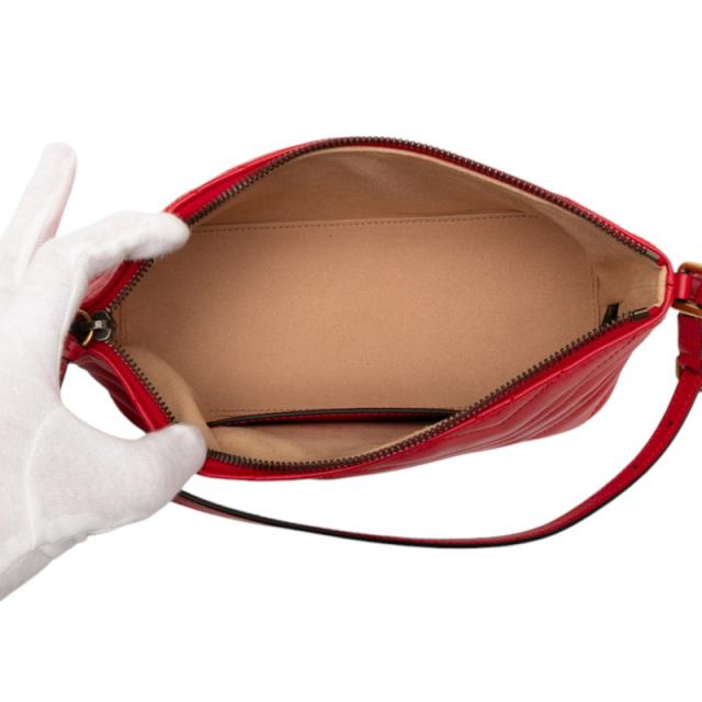 グッチ GGマーモント ワンショルダーバッグ 739166 レッド レザー レディース GUCCI 【中古】 グッチ GGマーモント ワンショルダーバッグ 739166 レッド レザー