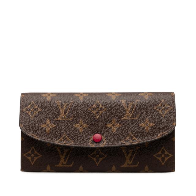 ルイ ヴィトン モノグラム ポルトフォイユ エミリー 長財布 Ｍ60697 ブラウン フューシャ ピンク PVC レザー LOUIS VUITTON 【中古】