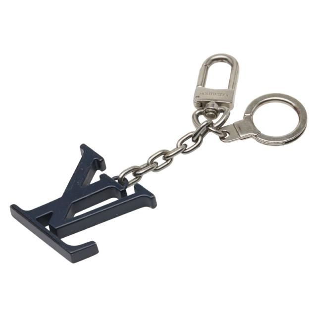 ルイ ヴィトン ポルトクレ イニシャルキーホルダー チャーム バッグチャーム M66839 シルバー ネイビー メタル LOUIS VUITTON 【中古】