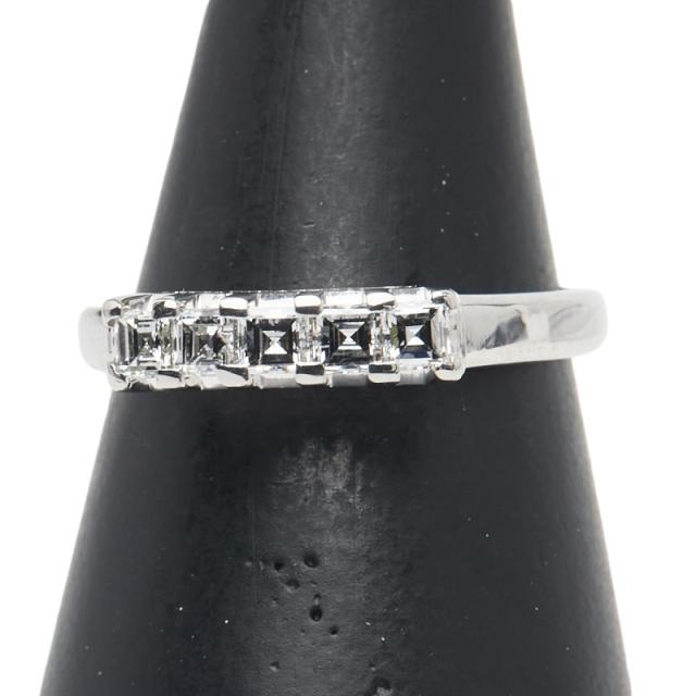 Pt900 プラチナ ダイヤ0.38ct 一文字 リング 指輪 レディース 10.5号 中古