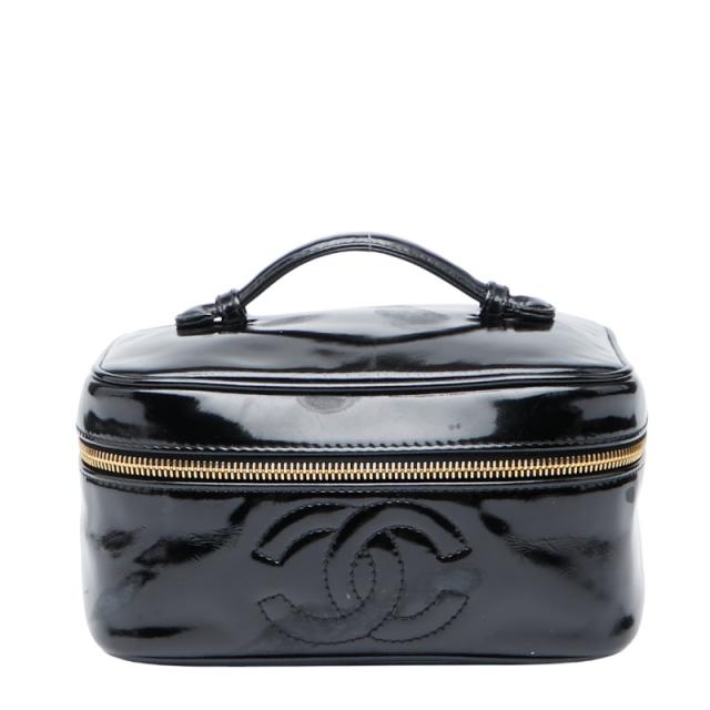シャネル ココマーク バニティバッグ ハンドバッグ ブラック パテントレザー レディース CHANEL 【中古】