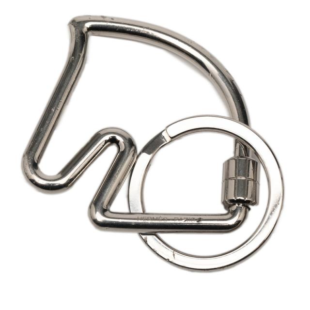 エルメス シュバル ホース 馬 モチーフ キーリング キーホルダー シルバー メタル レディース HERMES 【中古】