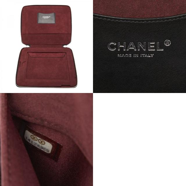 シャネル ココマーク iPadケース ブラック レザー レディース CHANEL 【中古】