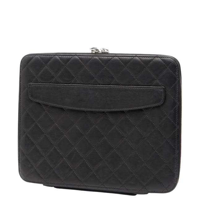 シャネル ココマーク iPadケース ブラック レザー レディース CHANEL 【中古】
