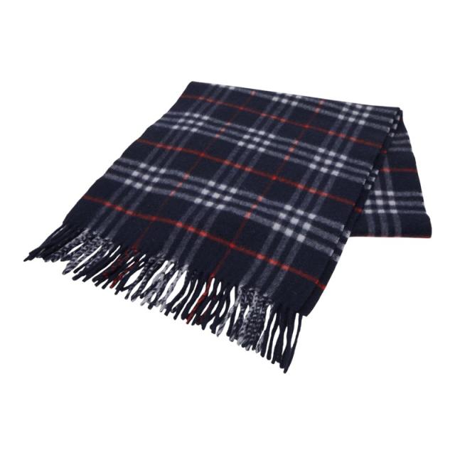 バーバリー ノバチェック マフラー ネイビー レッド カシミヤ レディース BURBERRY 【中古】