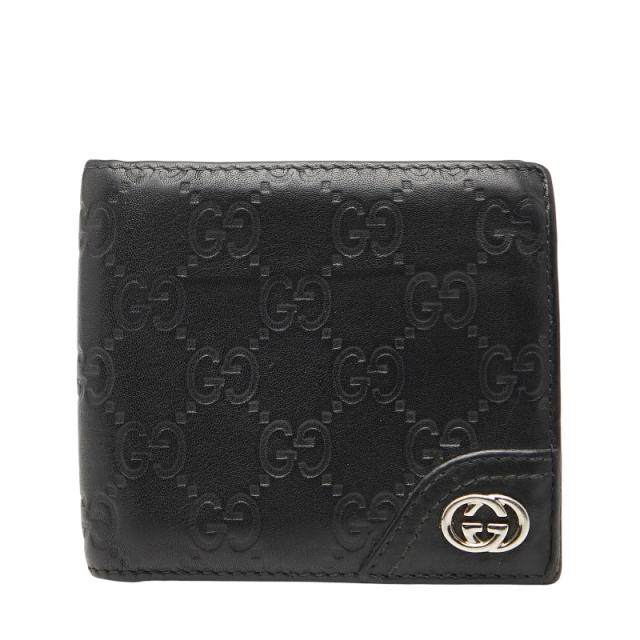 グッチ グッチシマ 二つ折り財布 181671 ブラック レザー レディース GUCCI 【中古】