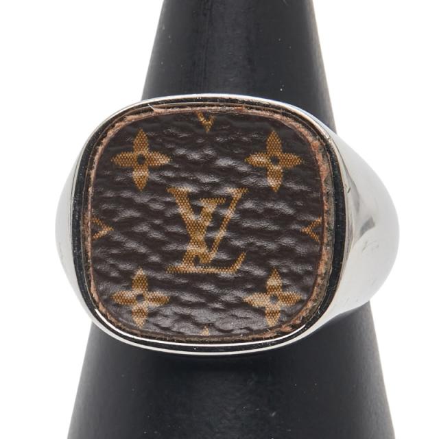 ルイ ヴィトン バーグ モノグラム パドロック リング 指輪 #L M00516 シルバー ブラウン メタル PVC メンズ LOUIS VUITTON 【中古】