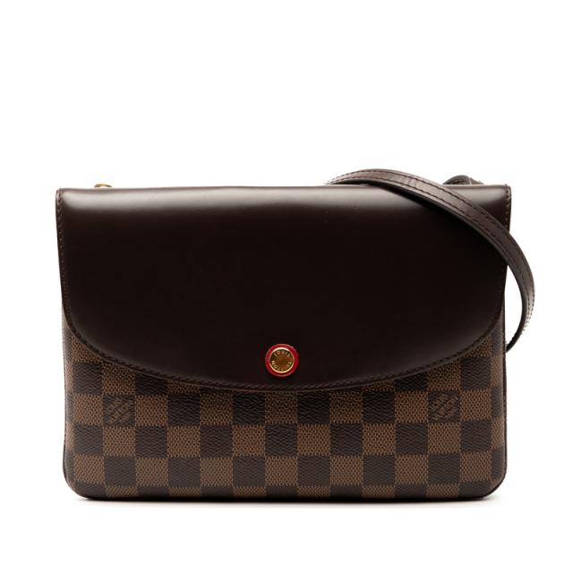 ルイ ヴィトン ダミエ トワイス ショルダーバッグ N48259 ブラウン PVC レザー レディース LOUIS VUITTON 【中古】