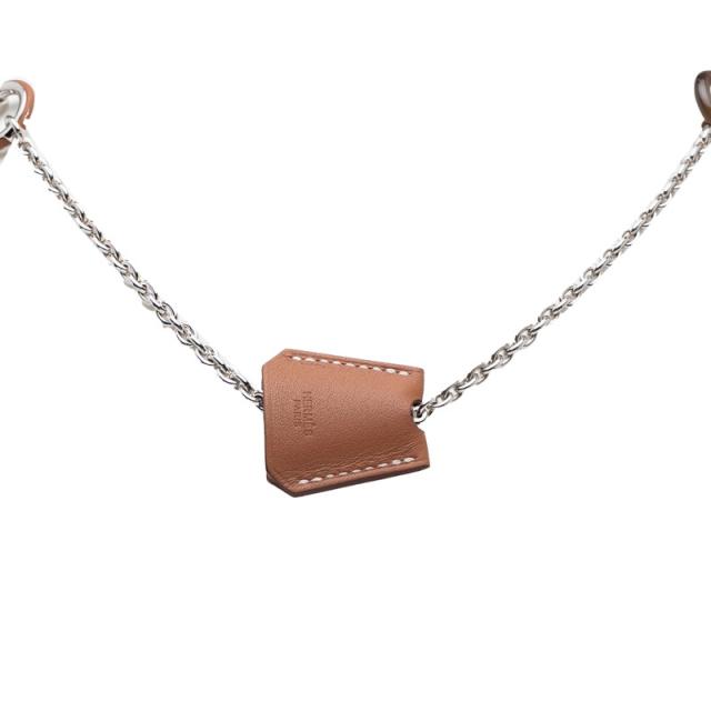 エルメス クロシェットネックレス ネックレス シルバー ブラウン 