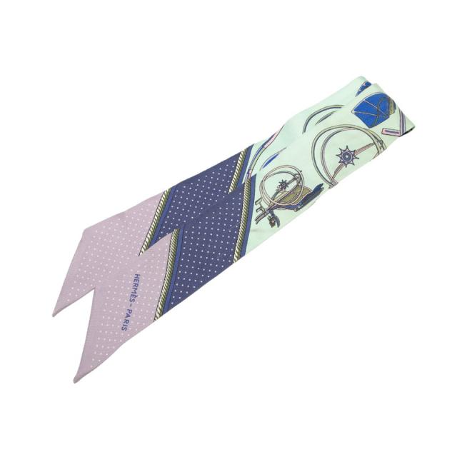 エルメス ツイリー Les Voitures a transformation 折り畳み式幌の馬車 スカーフ グリーン マルチカラー シルク HERMES 【中古】