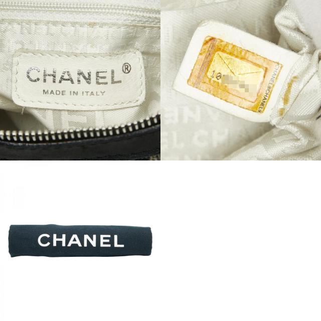 シャネル アイコンプリント クローバー ワンショルダーバッグ ハンドバッグ ベージュ ブラック ツイード レザー CHANEL 【中古】_9