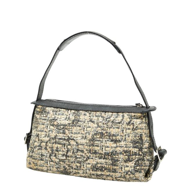 シャネル アイコンプリント クローバー ワンショルダーバッグ ハンドバッグ ベージュ ブラック ツイード レザー CHANEL 【中古】_1
