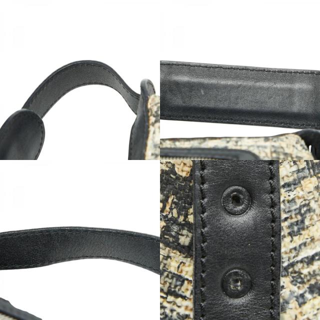 シャネル アイコンプリント クローバー ワンショルダーバッグ ハンドバッグ ベージュ ブラック ツイード レザー CHANEL 【中古】_7