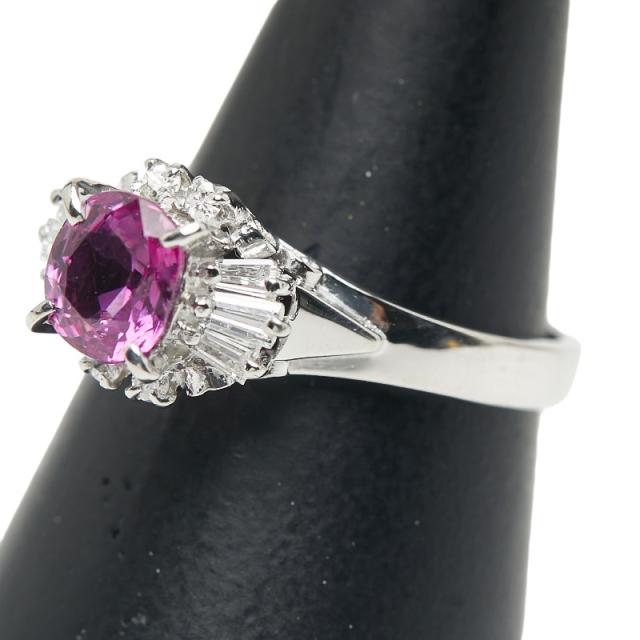 Pt850 プラチナ ルビー1.13ct ダイヤ0.30ct リング 指輪 レディース 12号 中古